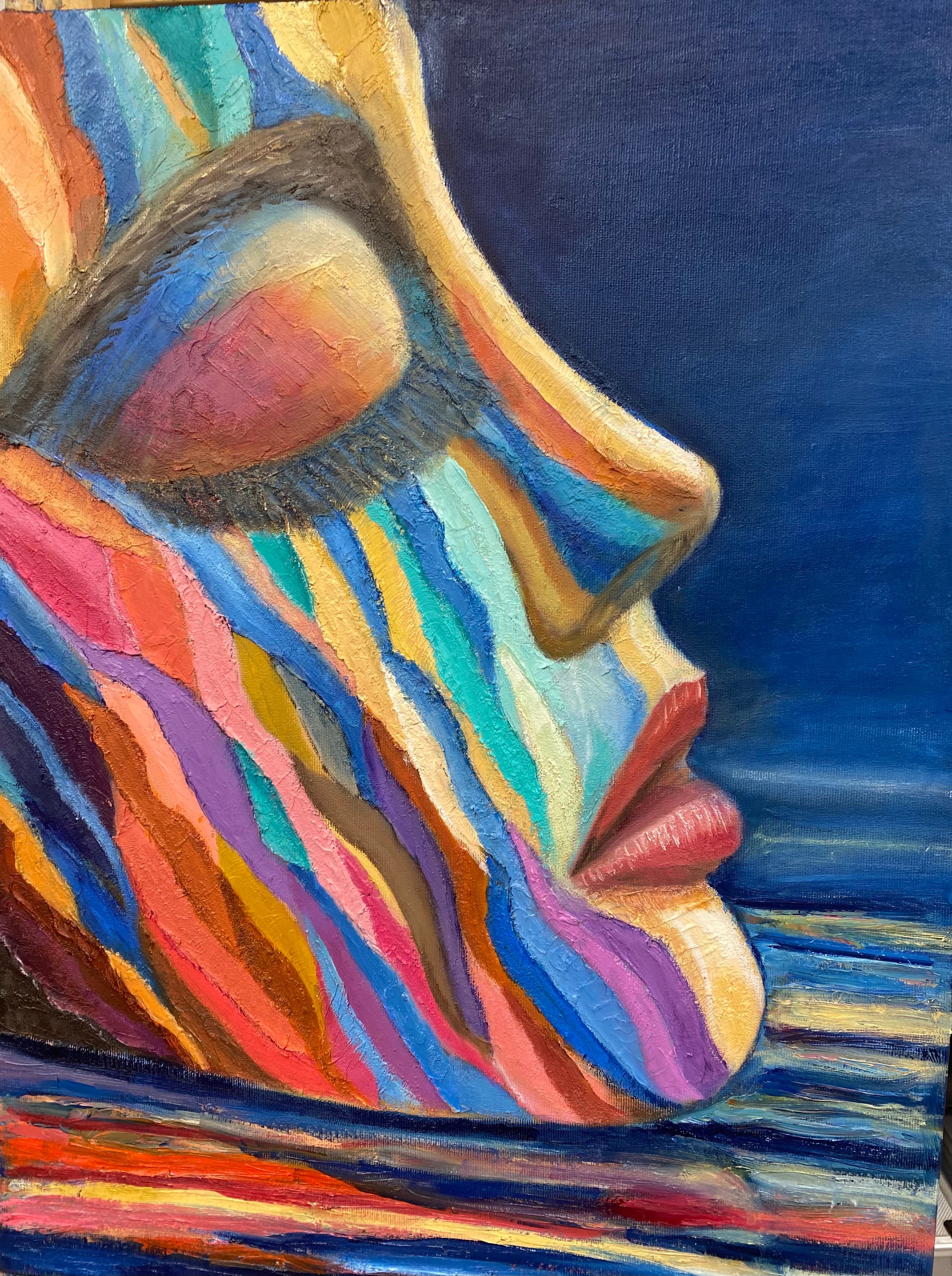 A mask in a rainbow of colors
